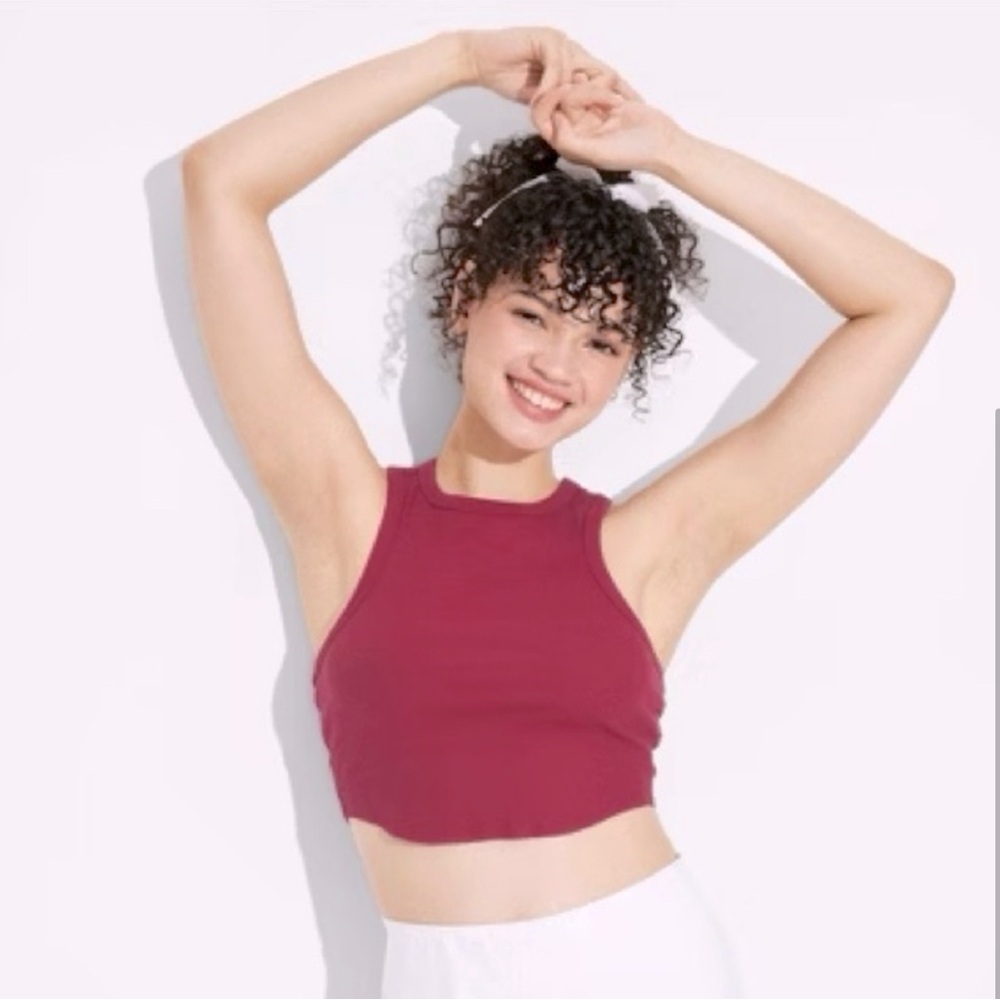Wild Fable Red Cropped High Neck Tank